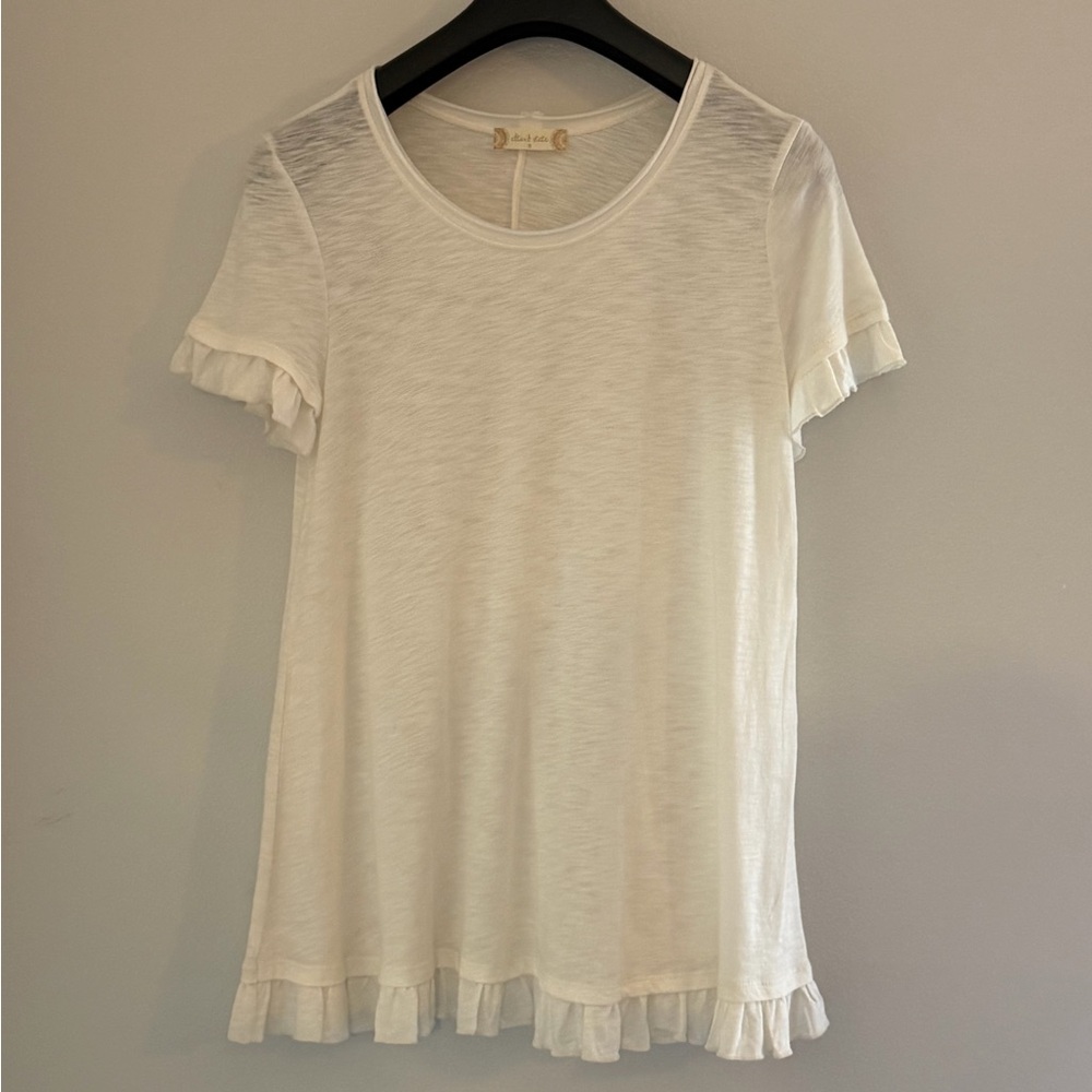 Altar'd State Cream Ruffle burnout Tee